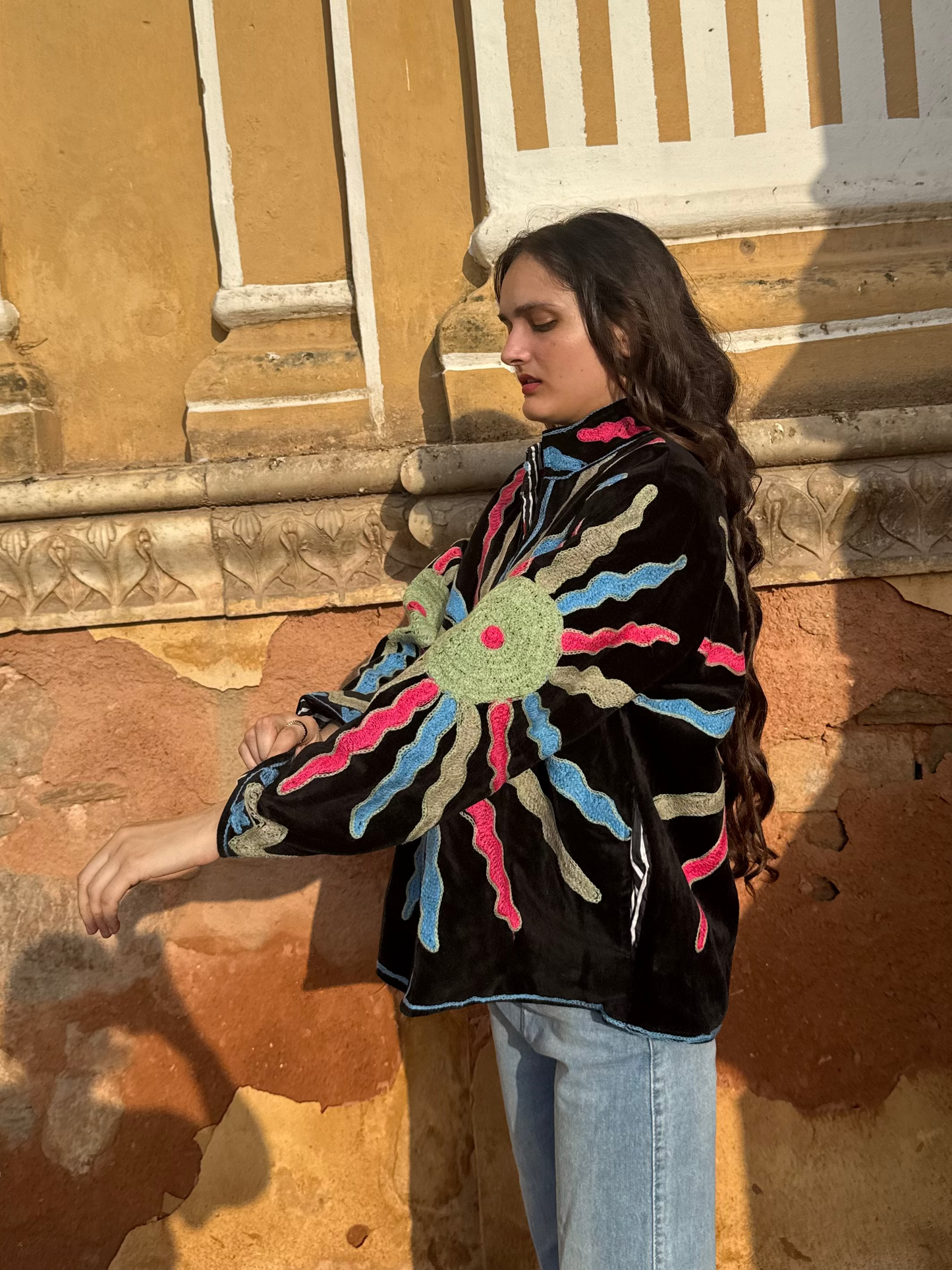 Ferb Black Embroidered Jacket | Bestseller