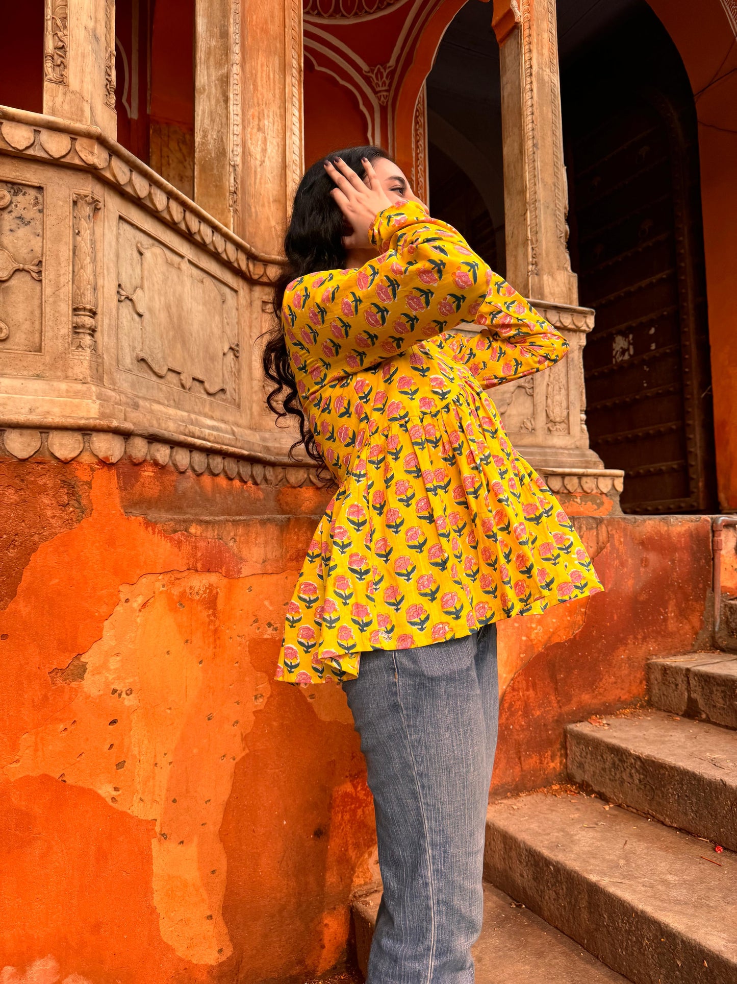 Sunhera Buti Top (Hand-block print)