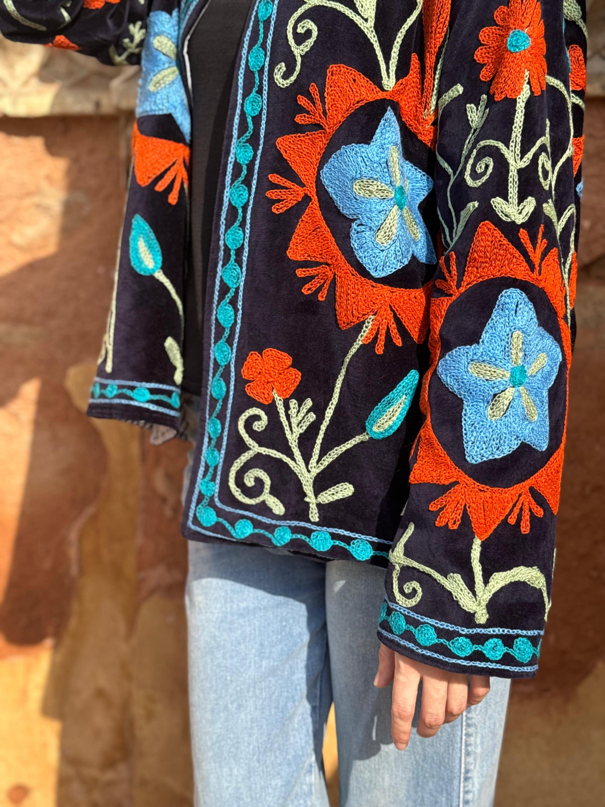 Faiz Velvet Embroidered Jacket | Bestseller