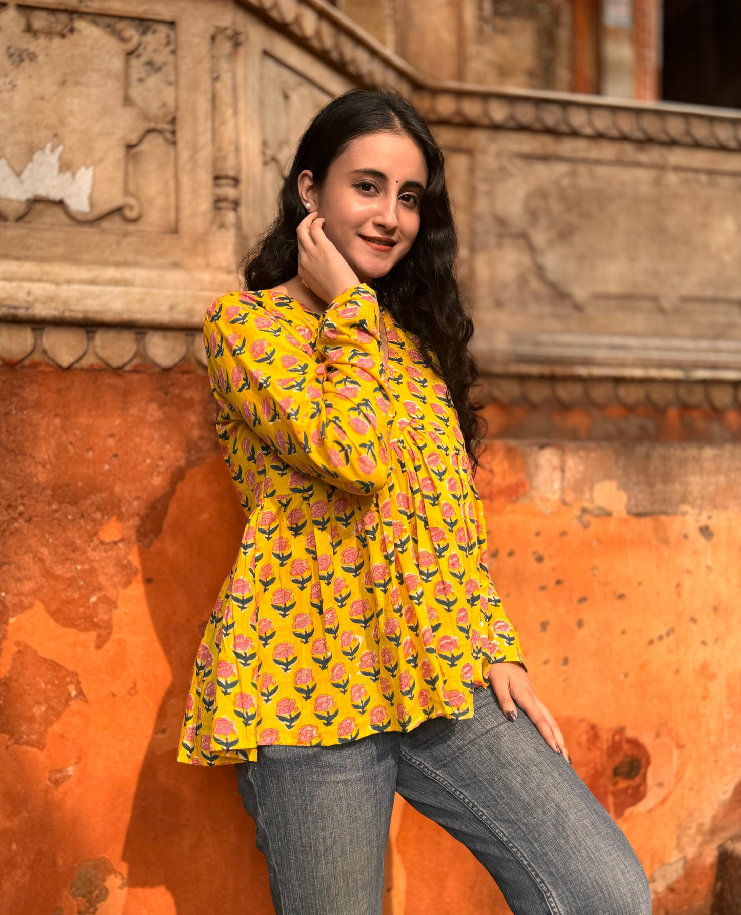 Sunhera Buti Top (Hand-block print)