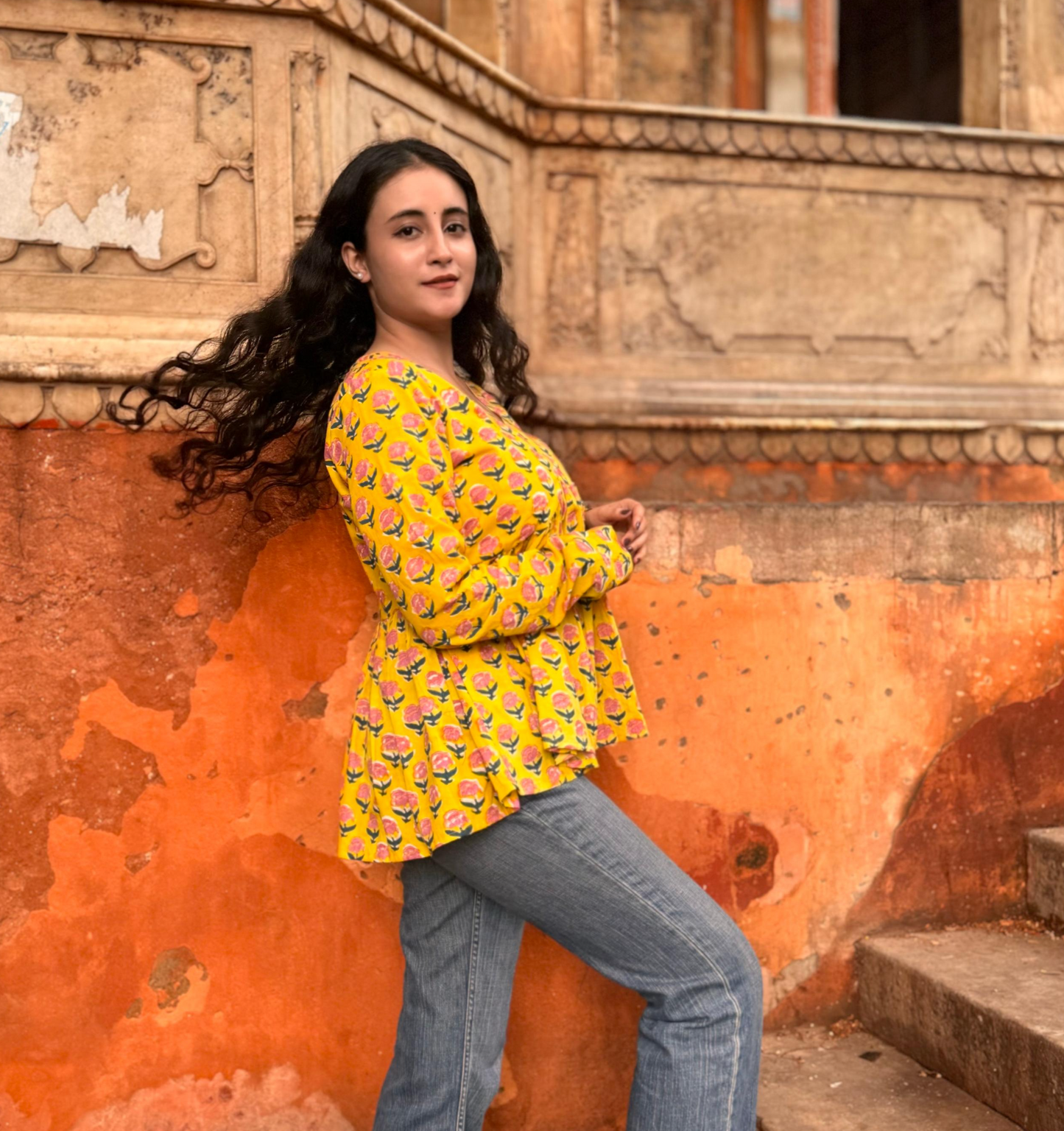 Sunhera Buti Top (Hand-block print)