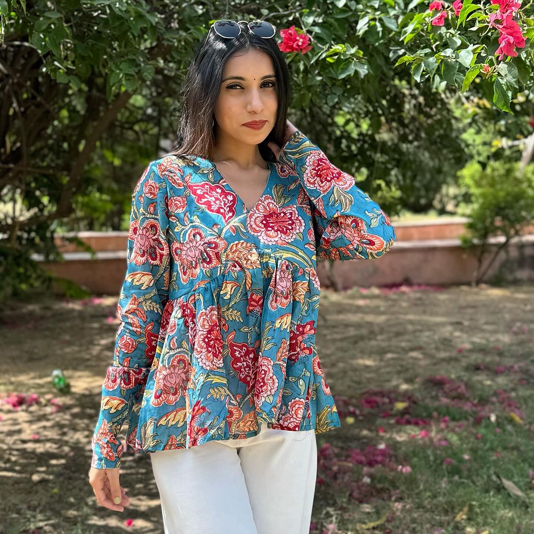 Dreamy Garden-Hand block printed Top