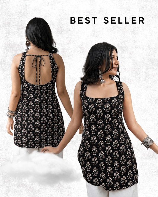 Laila Black Buti Short Kurti