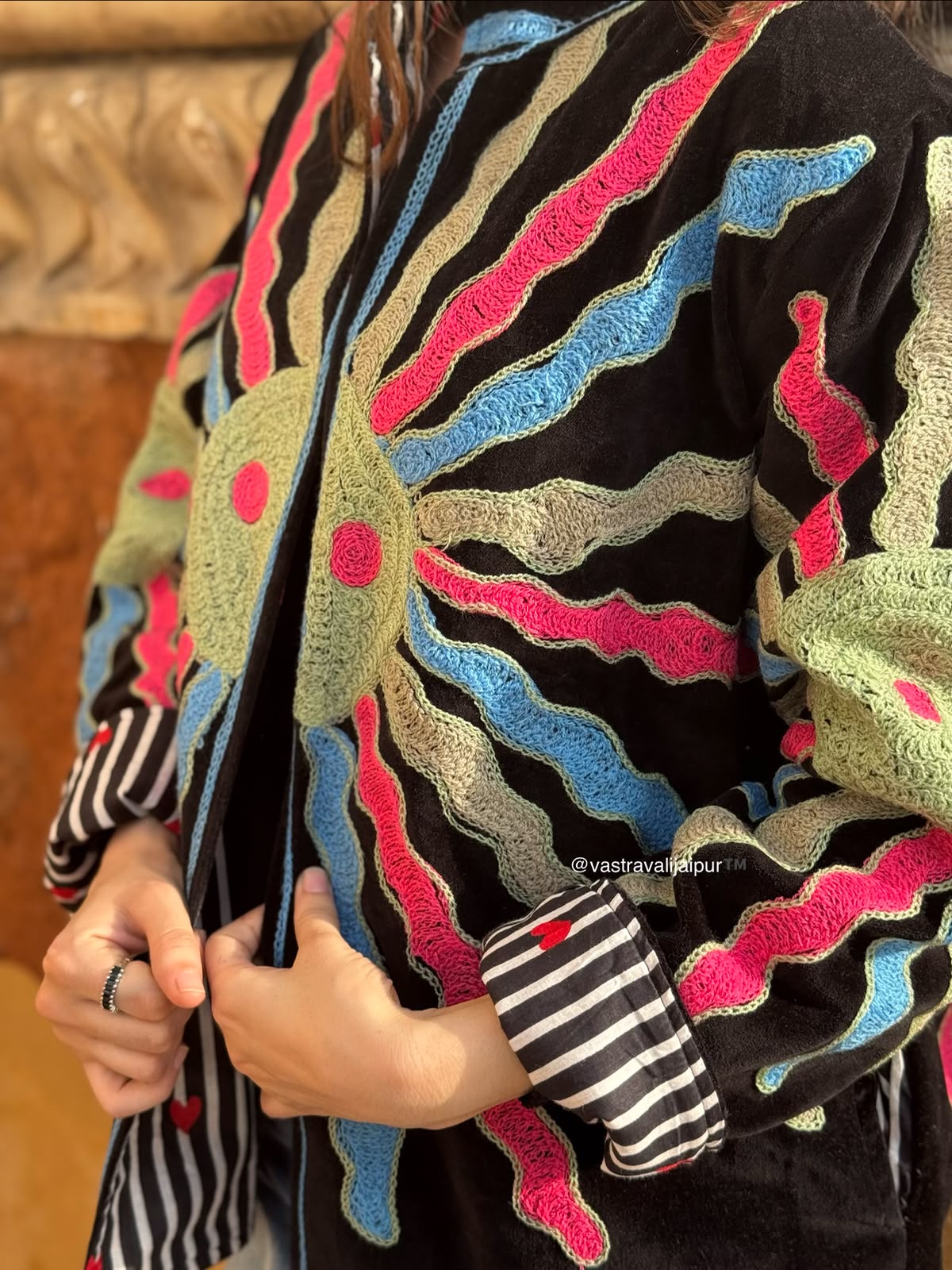 Ferb Black Embroidered Jacket | Bestseller