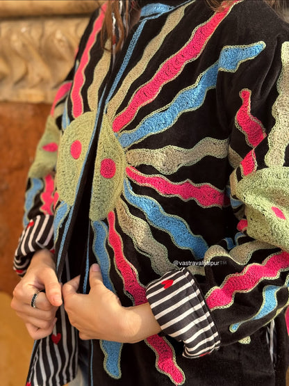 Ferb Black Embroidered Jacket | Bestseller