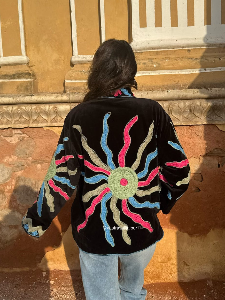 Ferb Black Embroidered Jacket | Bestseller