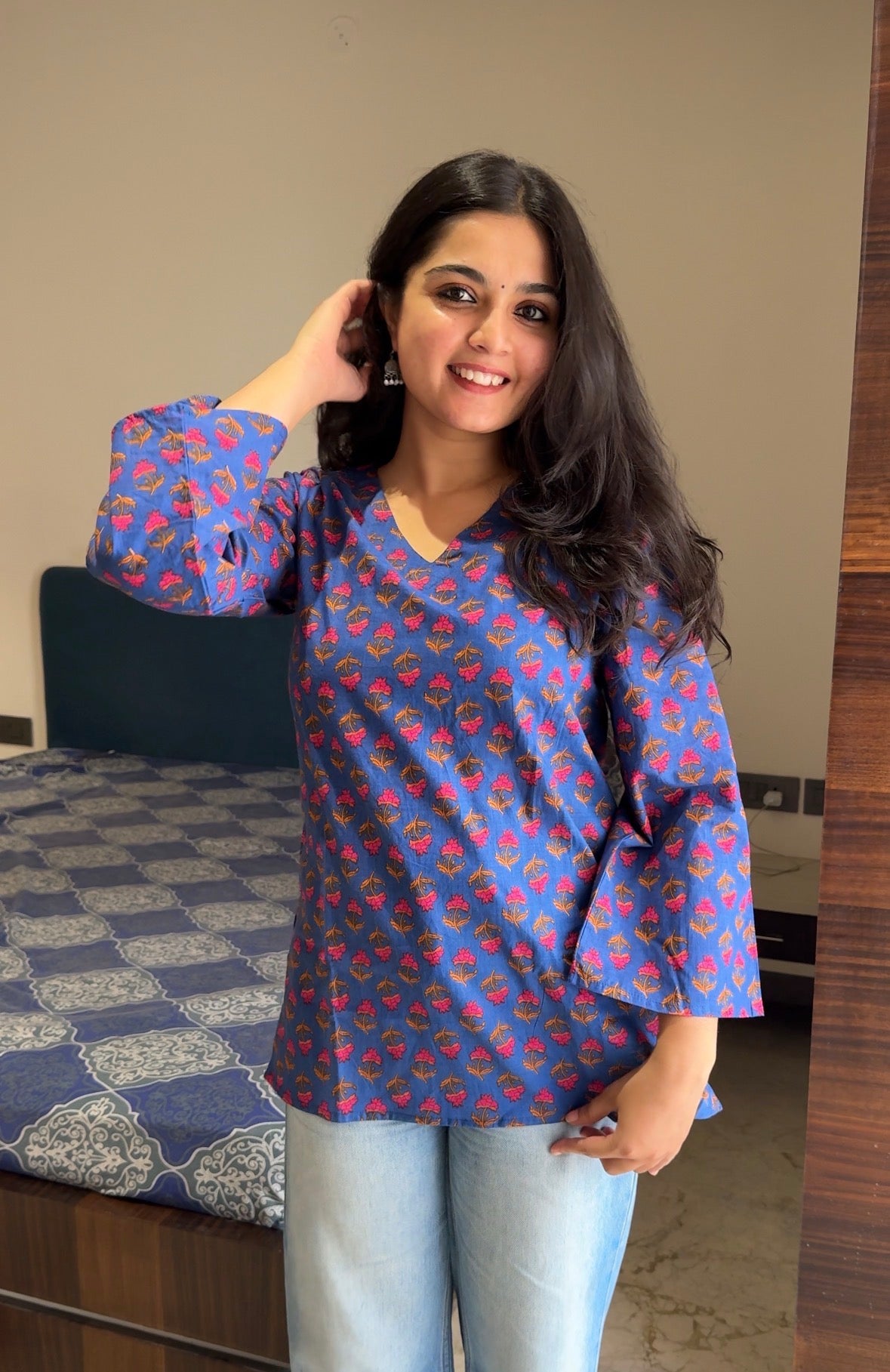 Saaj Blue Short Kurti