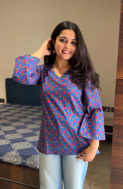 Saaj Blue Short Kurti