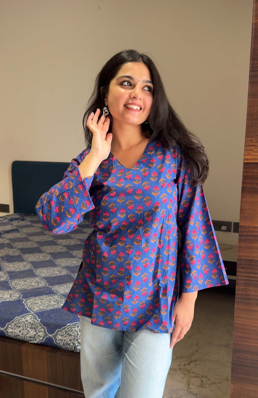 Saaj Blue Short Kurti