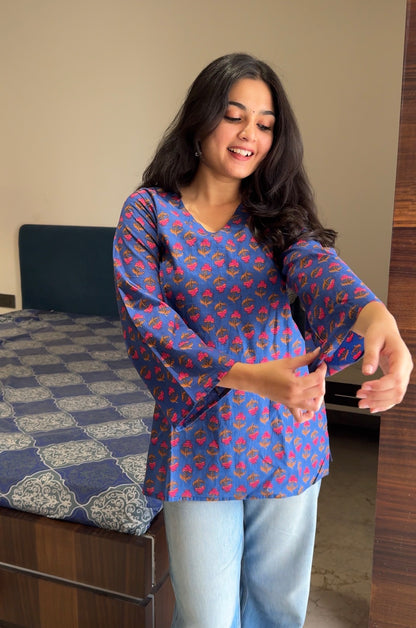 Saaj Blue Short Kurti