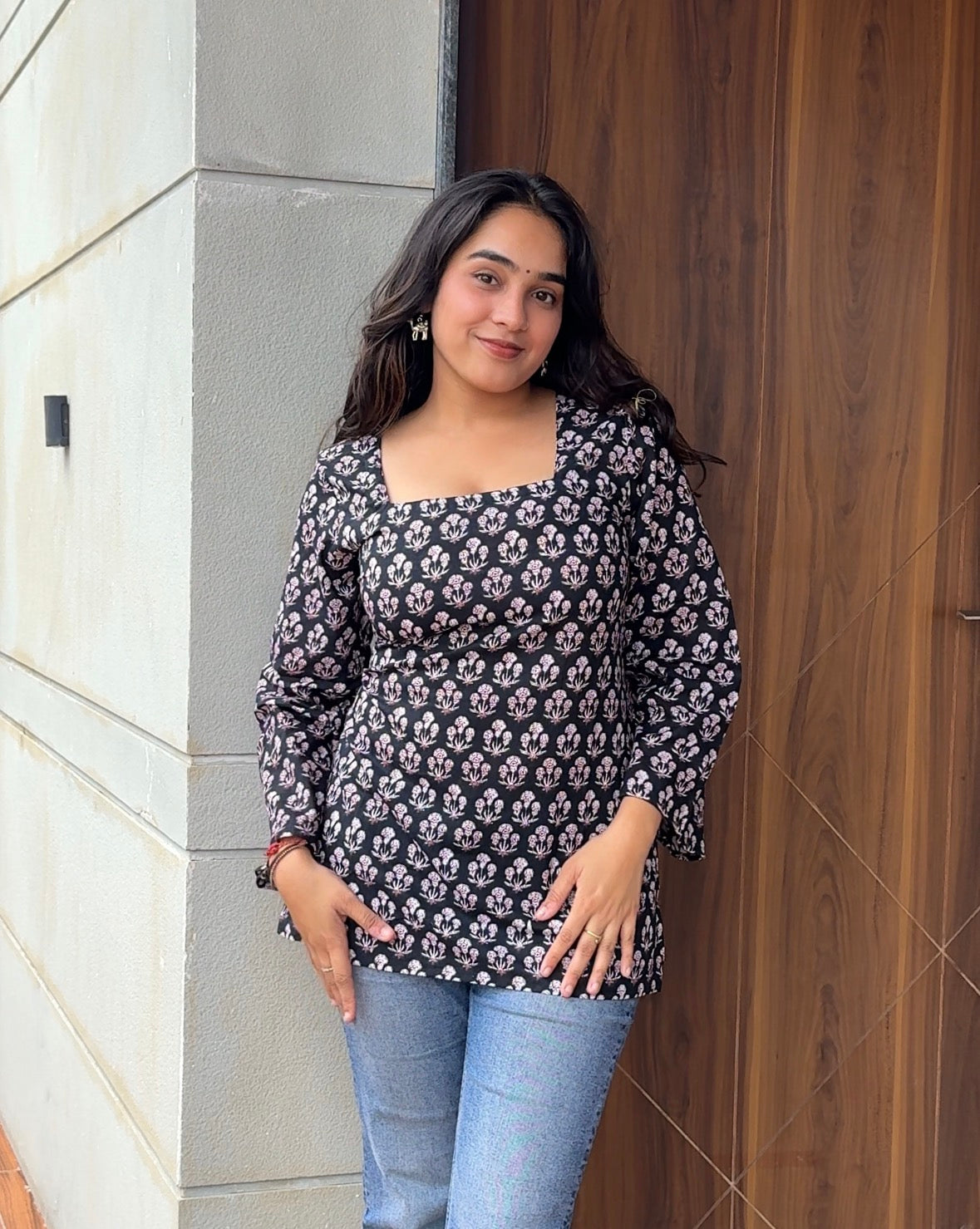 Black Buti Short Kurti - Corset Back