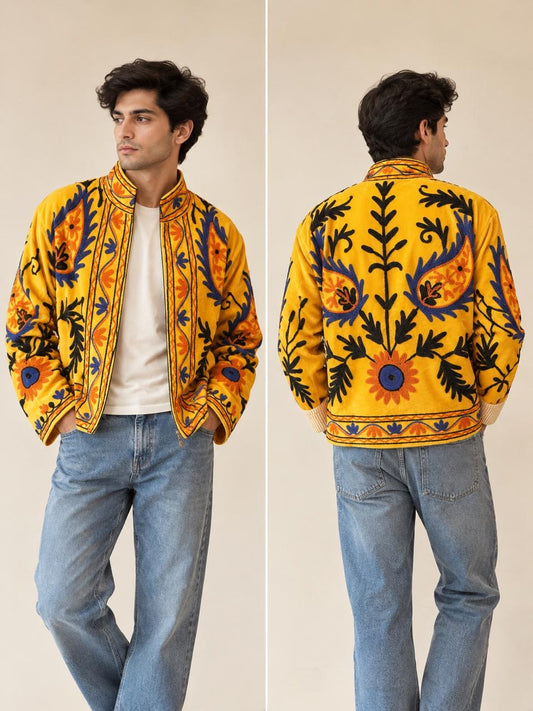 Phoebus Yellow Embroidered Unisex Jacket | Limited Edition