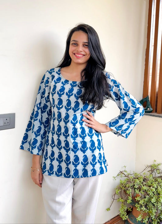 Indigo Bliss Corset back short Kurti