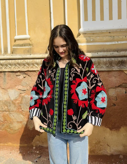 Zara Velvet Embroidered Jacket | Limited Edition