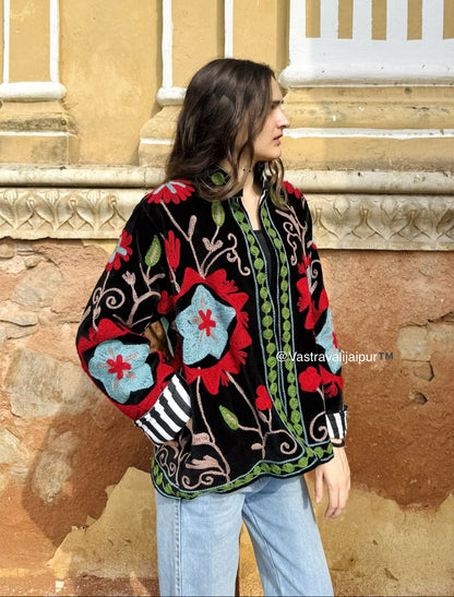Zara Velvet Embroidered Jacket | Limited Edition