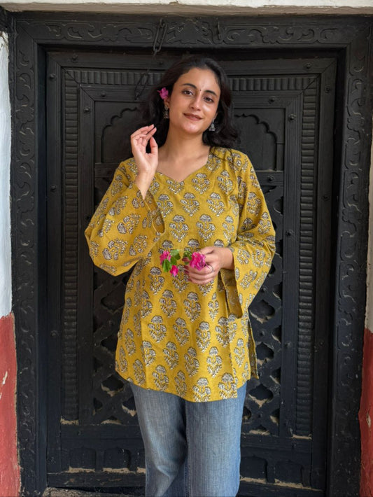 Sunehri  Corset Back Short Kurti