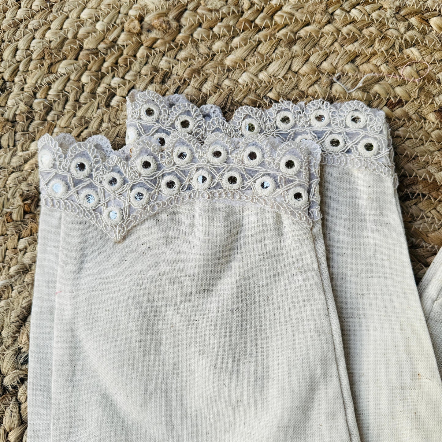 Beige Cotton Lace Pants (Mirror lack)