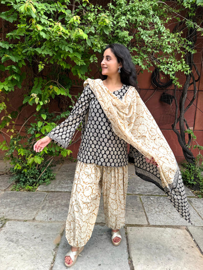 Sitara Short Kurti and Salwar set (Style it in 3 ways)