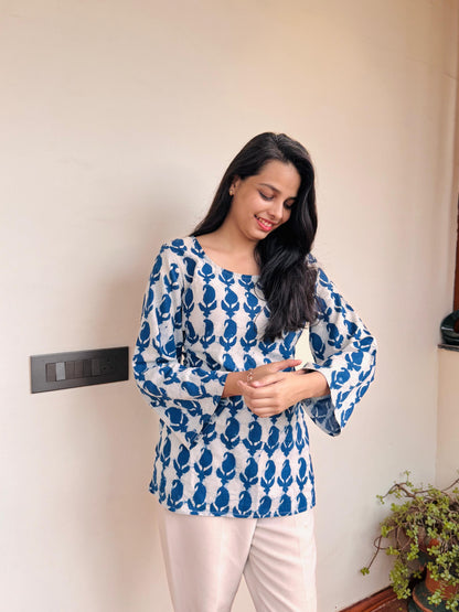 Indigo Bliss Corset back short Kurti