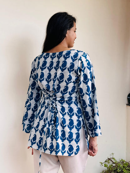 Indigo Bliss Corset back short Kurti