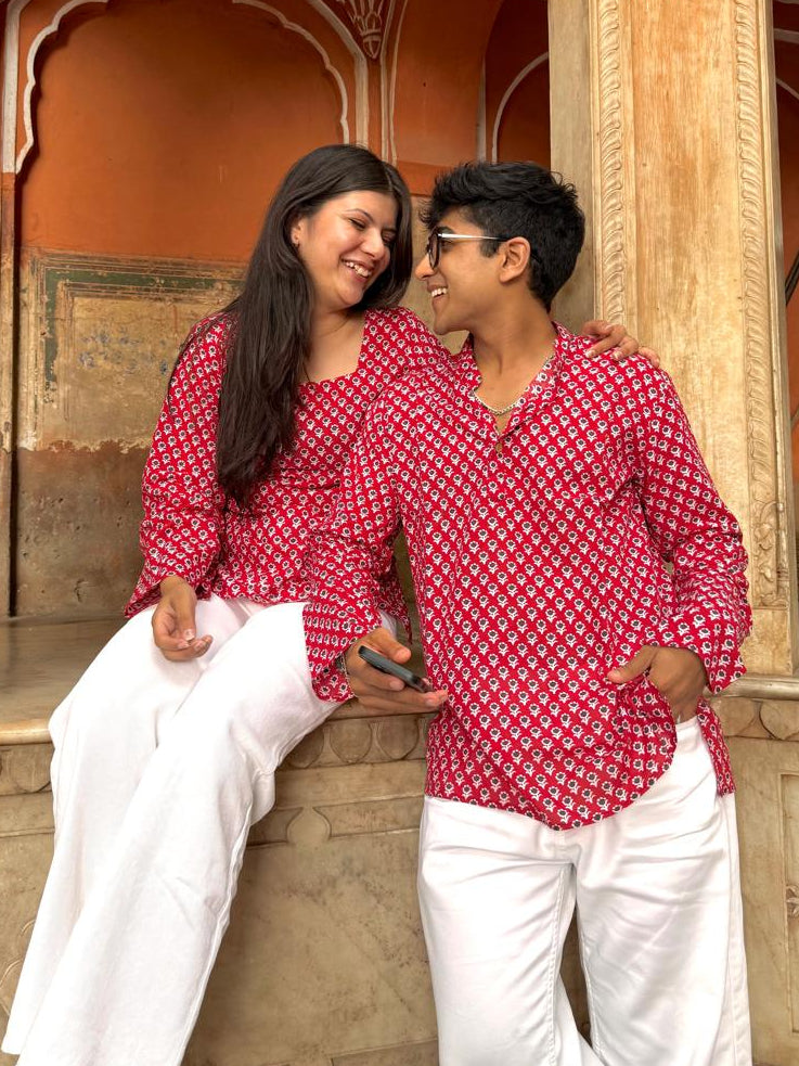 Red Polka Men’s kurta