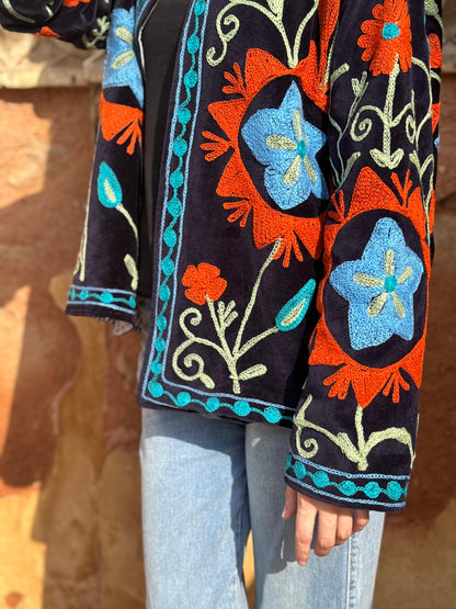 Faiz Velvet Embroidered Jacket | Bestseller