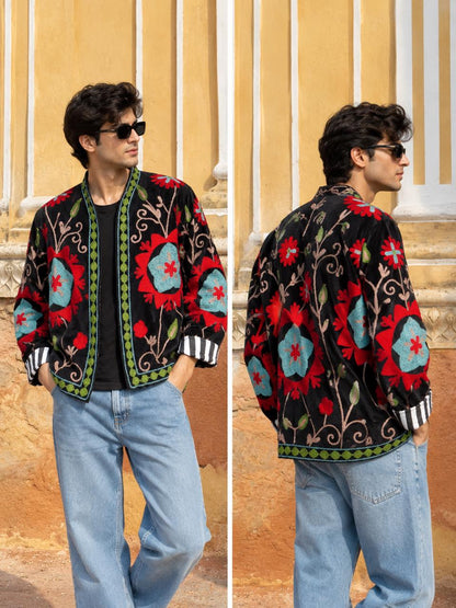 Zara Velvet Embroidered Unisex Jacket | Limited Edition